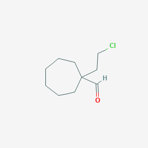 molecular formula C10H17ClO B13292641 1-(2-Chloroethyl)cycloheptane-1-carbaldehyde 