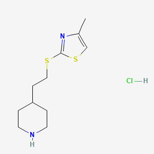 molecular formula C11H19ClN2S2 B13292651 4-{2-[(4-Methyl-1,3-thiazol-2-yl)sulfanyl]ethyl}piperidine hydrochloride 