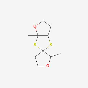 molecular formula C10H16O2S2 B1329267 Spiro(1,3-dithiolo(4,5-b)furan-2,3'(2'H)-furan), hexahydro-2',3a-dimethyl- CAS No. 38325-25-6