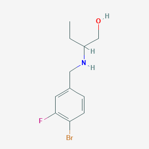 molecular formula C11H15BrFNO B13292670 2-{[(4-Bromo-3-fluorophenyl)methyl]amino}butan-1-ol 