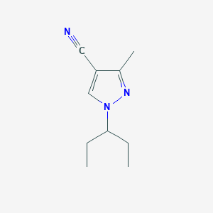 molecular formula C10H15N3 B13292671 3-Methyl-1-(pentan-3-yl)-1H-pyrazole-4-carbonitrile 