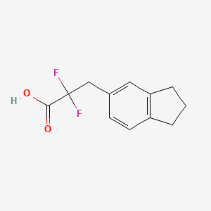 molecular formula C12H12F2O2 B13292699 3-(2,3-Dihydro-1H-inden-5-yl)-2,2-difluoropropanoic acid 
