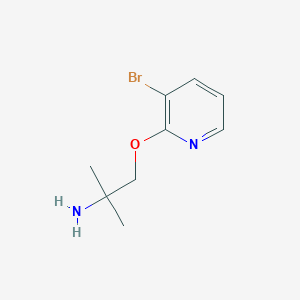 molecular formula C9H13BrN2O B13292750 1-[(3-Bromo-2-pyridyl)oxy]-2-methyl-propan-2-amine 