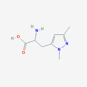 molecular formula C8H13N3O2 B13292760 2-amino-3-(1,3-dimethyl-1H-pyrazol-5-yl)propanoic acid 