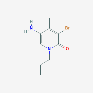molecular formula C9H13BrN2O B13292767 5-Amino-3-bromo-4-methyl-1-propyl-1,2-dihydropyridin-2-one 
