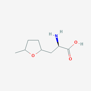 molecular formula C8H15NO3 B13292856 (2R)-2-amino-3-(5-methyloxolan-2-yl)propanoic acid 