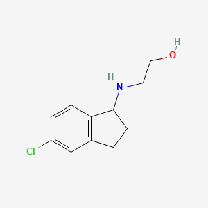 molecular formula C11H14ClNO B13292875 2-[(5-chloro-2,3-dihydro-1H-inden-1-yl)amino]ethan-1-ol 
