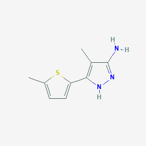 molecular formula C9H11N3S B13292887 4-Methyl-3-(5-methylthiophen-2-YL)-1H-pyrazol-5-amine 