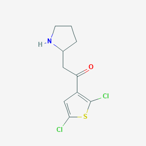 molecular formula C10H11Cl2NOS B13292892 1-(2,5-Dichlorothiophen-3-yl)-2-(pyrrolidin-2-yl)ethan-1-one 