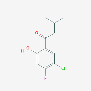 molecular formula C11H12ClFO2 B13292938 1-(5-Chloro-4-fluoro-2-hydroxyphenyl)-3-methylbutan-1-one 