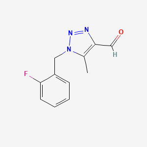 molecular formula C11H10FN3O B13292959 1-[(2-Fluorophenyl)methyl]-5-methyl-1H-1,2,3-triazole-4-carbaldehyde 