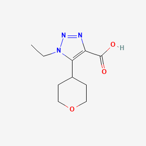 molecular formula C10H15N3O3 B13293093 1-Ethyl-5-(oxan-4-yl)-1H-1,2,3-triazole-4-carboxylic acid 