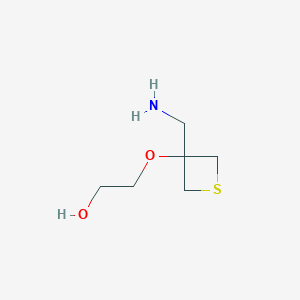 molecular formula C6H13NO2S B13293101 2-{[3-(Aminomethyl)thietan-3-yl]oxy}ethan-1-ol 