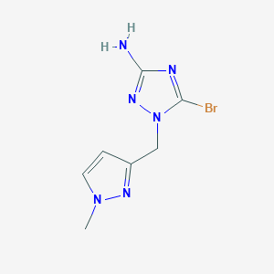molecular formula C7H9BrN6 B13293130 5-Bromo-1-[(1-methyl-1H-pyrazol-3-yl)methyl]-1H-1,2,4-triazol-3-amine 