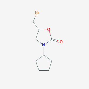 molecular formula C9H14BrNO2 B13293154 5-(Bromomethyl)-3-cyclopentyl-1,3-oxazolidin-2-one 