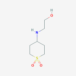 molecular formula C7H15NO3S B13293190 4-((2-Hydroxyethyl)amino)tetrahydro-2H-thiopyran 1,1-dioxide 