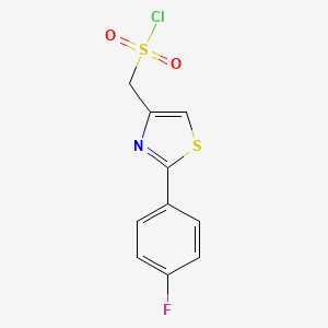 molecular formula C10H7ClFNO2S2 B13293211 [2-(4-Fluorophenyl)-1,3-thiazol-4-yl]methanesulfonyl chloride 