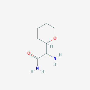 molecular formula C7H14N2O2 B13293214 2-Amino-2-(oxan-2-yl)acetamide 