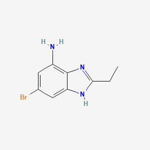molecular formula C9H10BrN3 B13293256 5-bromo-2-ethyl-1H-1,3-benzodiazol-7-amine 