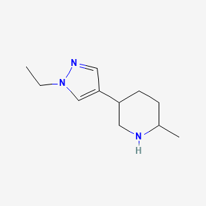molecular formula C11H19N3 B13293279 5-(1-ethyl-1H-pyrazol-4-yl)-2-methylpiperidine 
