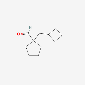 molecular formula C11H18O B13293298 1-(Cyclobutylmethyl)cyclopentane-1-carbaldehyde 