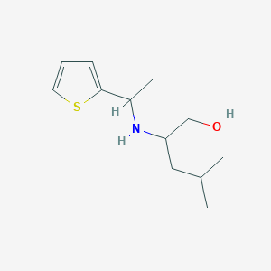 molecular formula C12H21NOS B13293321 4-Methyl-2-{[1-(thiophen-2-yl)ethyl]amino}pentan-1-ol 