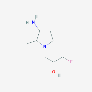 molecular formula C8H17FN2O B13293327 1-(3-Amino-2-methylpyrrolidin-1-yl)-3-fluoropropan-2-ol 