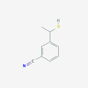 molecular formula C9H9NS B13293375 3-(1-Sulfanylethyl)benzonitrile 