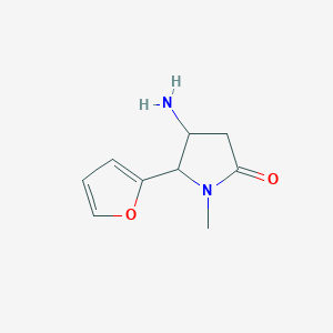 molecular formula C9H12N2O2 B13293382 4-Amino-5-(furan-2-yl)-1-methylpyrrolidin-2-one 