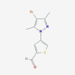molecular formula C10H9BrN2OS B13293459 4-(4-Bromo-3,5-dimethyl-1H-pyrazol-1-YL)thiophene-2-carbaldehyde 