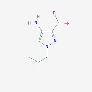 molecular formula C8H13F2N3 B13293501 3-(Difluoromethyl)-1-(2-methylpropyl)-1H-pyrazol-4-amine 