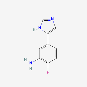 molecular formula C9H8FN3 B13293508 2-Fluoro-5-(1H-imidazol-4-yl)aniline 