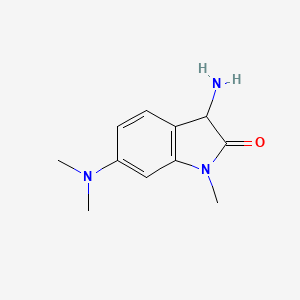 molecular formula C11H15N3O B13293512 3-Amino-6-(dimethylamino)-1-methyl-2,3-dihydro-1H-indol-2-one 