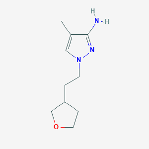molecular formula C10H17N3O B13293523 4-Methyl-1-[2-(oxolan-3-yl)ethyl]-1H-pyrazol-3-amine 