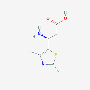 molecular formula C8H12N2O2S B13293541 (3R)-3-Amino-3-(dimethyl-1,3-thiazol-5-yl)propanoic acid 