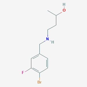 molecular formula C11H15BrFNO B13293556 4-{[(4-Bromo-3-fluorophenyl)methyl]amino}butan-2-ol 