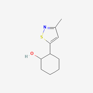 molecular formula C10H15NOS B13293593 2-(3-Methyl-1,2-thiazol-5-yl)cyclohexan-1-ol 