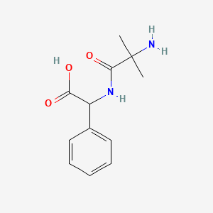 molecular formula C12H16N2O3 B13293646 2-(2-Amino-2-methylpropanamido)-2-phenylacetic acid 