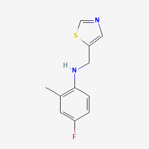 molecular formula C11H11FN2S B13293746 4-Fluoro-2-methyl-N-(thiazol-5-ylmethyl)aniline 