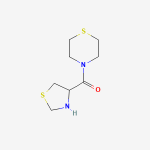 molecular formula C8H14N2OS2 B13293850 4-(1,3-Thiazolidine-4-carbonyl)thiomorpholine 