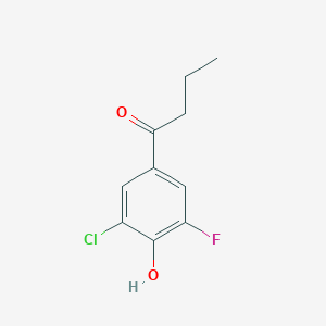 molecular formula C10H10ClFO2 B13293888 1-(3-Chloro-5-fluoro-4-hydroxyphenyl)butan-1-one 