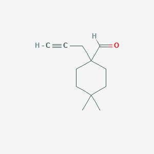 molecular formula C12H18O B13293971 4,4-Dimethyl-1-(prop-2-yn-1-yl)cyclohexane-1-carbaldehyde 