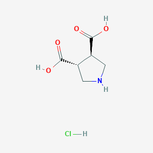 molecular formula C6H10ClNO4 B13293972 (3R,4R)-pyrrolidine-3,4-dicarboxylic acid hydrochloride 