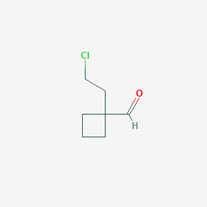 molecular formula C7H11ClO B13293979 1-(2-Chloroethyl)cyclobutane-1-carbaldehyde 