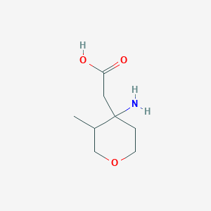 molecular formula C8H15NO3 B13294114 2-(4-Amino-3-methyloxan-4-yl)acetic acid 