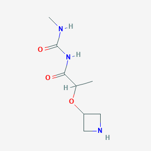 molecular formula C8H15N3O3 B13294119 1-[2-(Azetidin-3-yloxy)propanoyl]-3-methylurea 
