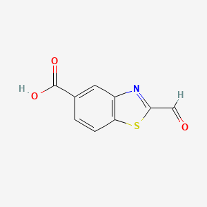 molecular formula C9H5NO3S B13294210 2-Formyl-1,3-benzothiazole-5-carboxylic acid 