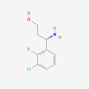 molecular formula C9H11ClFNO B13294215 (3S)-3-Amino-3-(3-chloro-2-fluorophenyl)propan-1-OL 