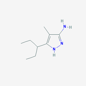 molecular formula C9H17N3 B13294220 4-Methyl-3-(pentan-3-YL)-1H-pyrazol-5-amine 