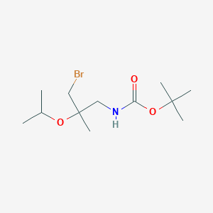 molecular formula C12H24BrNO3 B13294249 tert-Butyl N-[3-bromo-2-methyl-2-(propan-2-yloxy)propyl]carbamate 